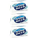 (PACK OF 3 BARS) Zote WHITE Laundry Bar Soap, with Even MORE Whitening Power &amp; Satin Remover. Light Fresh Scent! Safe for delicate clothes! (3 Bars, 14.1oz Each Bar)
