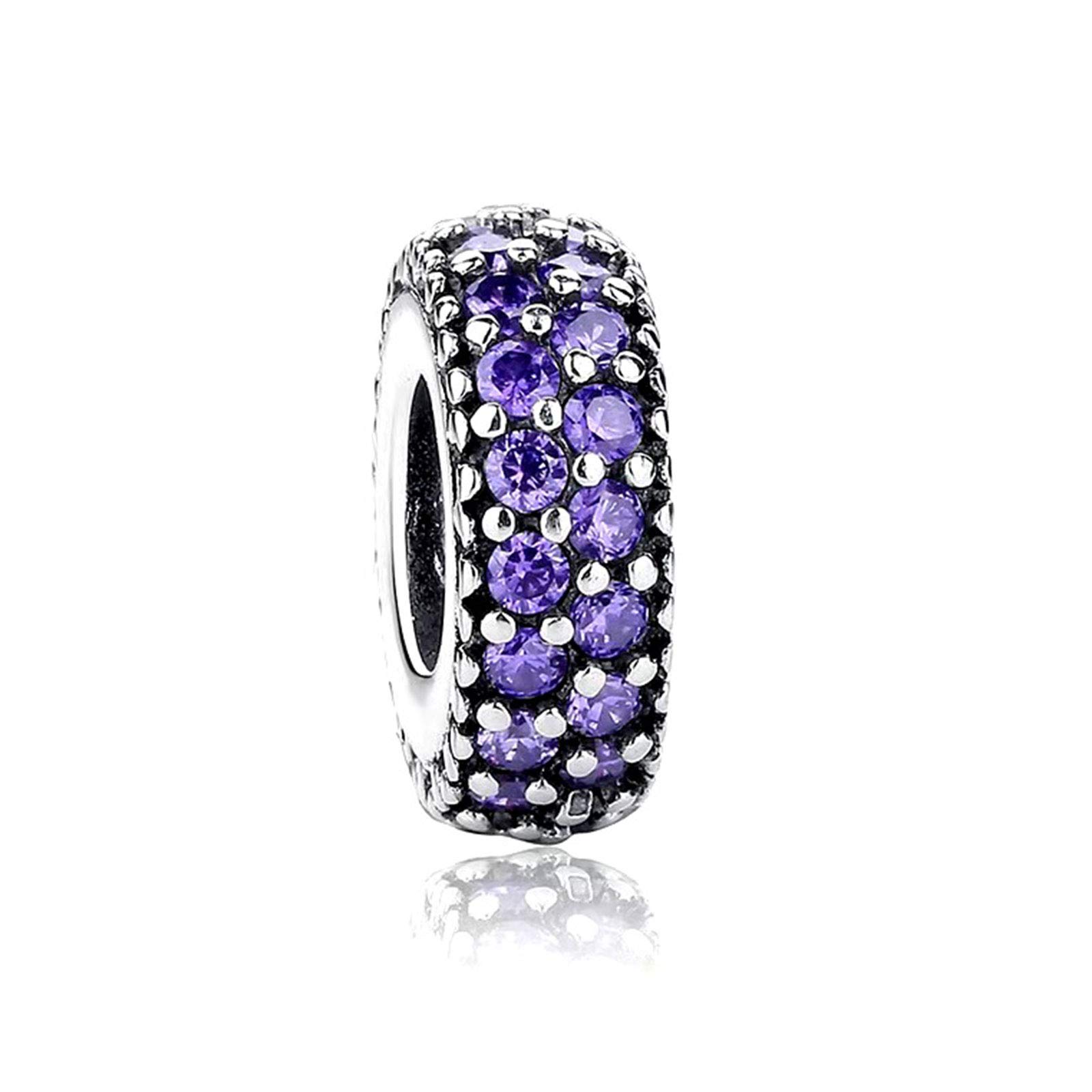 SBI Jewelry Purple Sparkle Spacer Charm for Bracelets February Birthstone Pendant Mum Sister Birthday