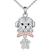 YAFEINI Maltese Dog Necklace for Women 925 Sterling Silver Maltese Dog Necklace Pendant Jewelry Birthday Gifts for Women