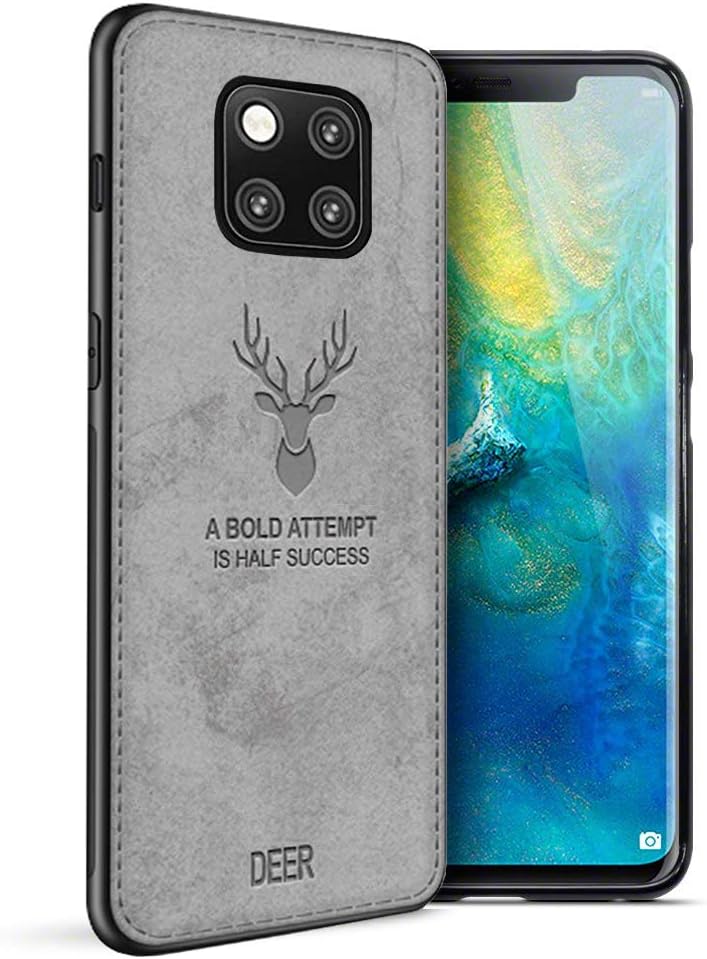 Teeyee Huawei Mate 20 Pro Case, Fully Protective Design shockproof TPU Bumper Washable Cloth Back Dual Protection Cover for Huawei Mate 20 Pro(2018 Release) (Grey)