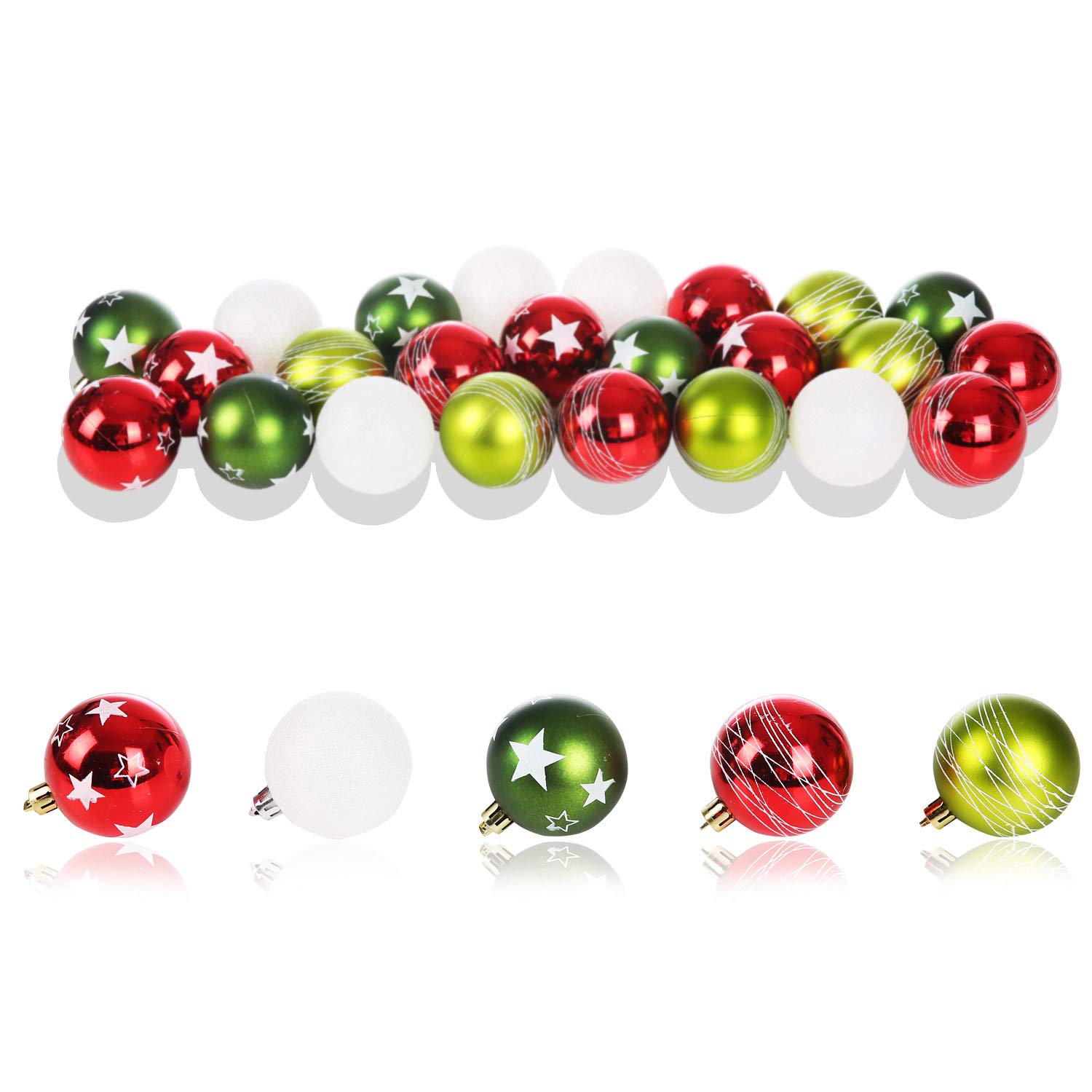 ChristmasExp 30ct 60mm/2.36” Christmas Ball Ornaments Shatterproof Painting & Glitering Christmas Decorations Tree Balls Holiday Xmas Party Decoration Tree Ornaments (Green, 30Pack)