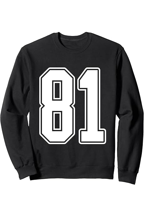 Amazon.com: #81 White Outline Number 81 Sports Fan Jersey Style T 