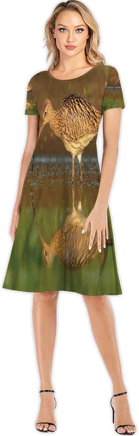 C COABALLA Eudyptes chrysocome Pinguino Delle rocce Girl's Round Neck Flowy Maxi Dresses,098728 for Beach,S