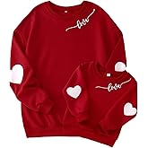 Ritatte Mommy and Me Valentine's Outfit Love Heart Graphic Family Matching Sweatshirt Crewneck Long Sleeve Pullover Top