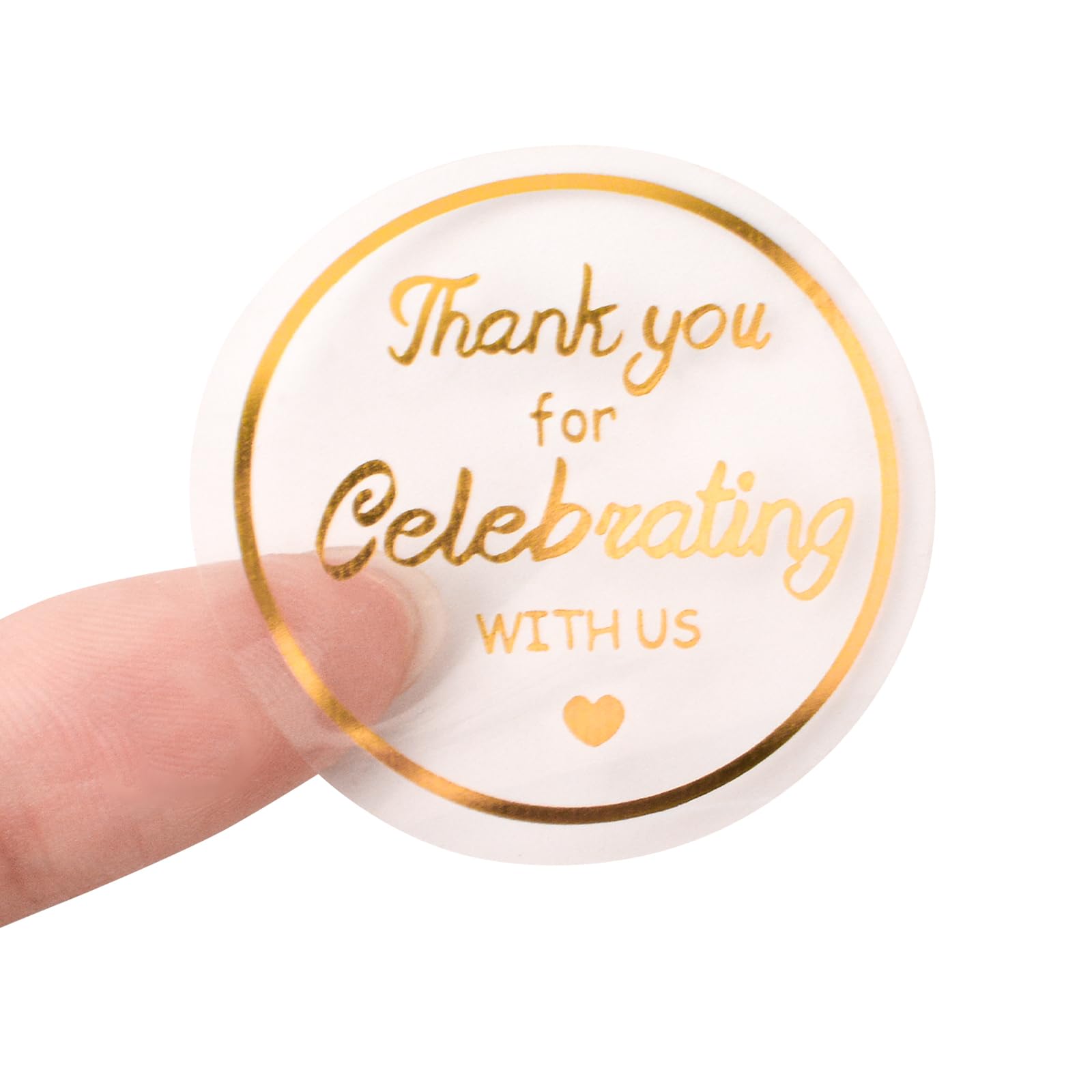 URROMA 500 Pcs PVC Clear Thank You Stickers, Gold Foil Stickers for Small Business, Round Thank You Envelope Order Seals Labels Stickers for Small Business Gift Packages