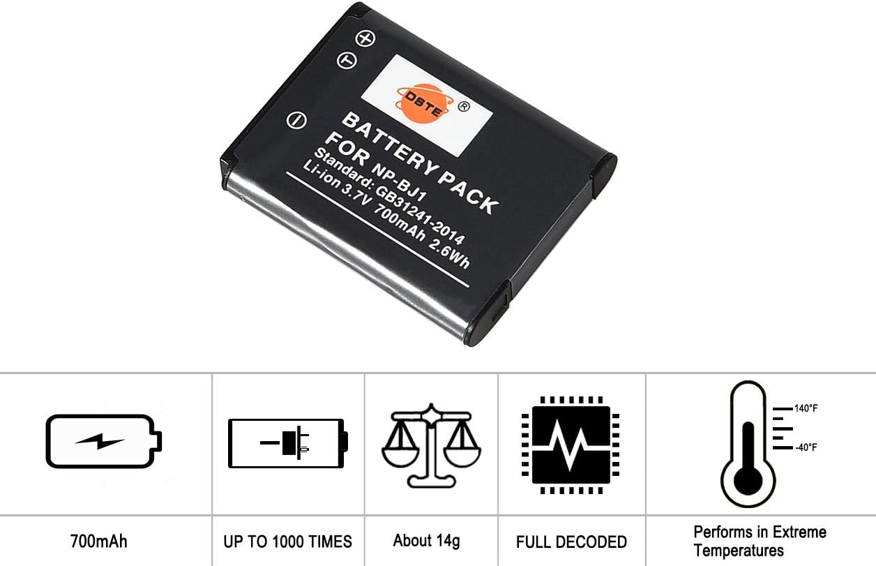 DSTE 2PCS NP-BJ1(700mAh/3.7V) Battery Charger Set Compatible for Nikon EN-EL19 Battery,Coolpix S3300,S4100,S4150,S4200,S4300,S6400,Sony RX0 Camera - Image 4