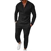 Bealin Mens Track Suits 2 Piece Long Sleeve Zip Polo Shirts & Sweatpants Textured Athletic Sweatsuit Casual Joggers Sets