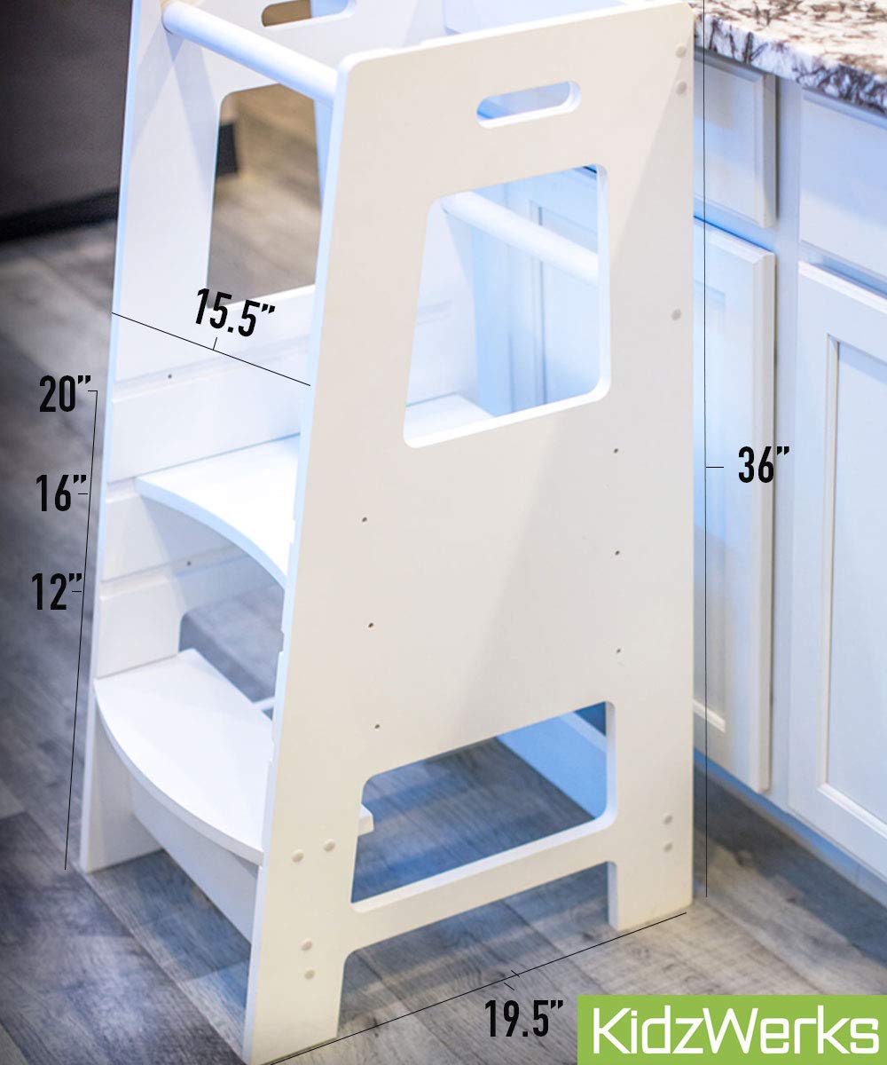 Kidzwerks Child Standing Tower White Child Kitchen Step Stool