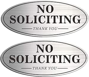 amazoncom house door no soliciting sign metal 2 pack silver color 7