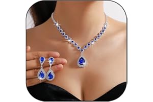 FRODETE Bridal Wedding Jewelry Sets for Brides Bridesmaid Formal Rhinestone Necklace and Earrings Set Costume Jewelry for Women Prom Jewelry Set Accessories for Wedding Day