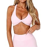 Dressmine Sports Bra for Women Padded Strappy Cross Back Twist Support Impact Sports Bras with Removable Cups Workout Top