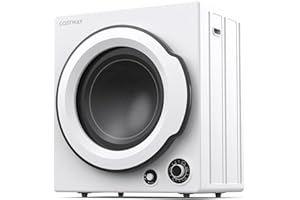 COSTWAY Portable Clothes Dryer, 13.2 LBS Front Load Compact Laundry Dryer with Stainless Steel Drum, 5 Drying Programs and Adjustable Exhaust Vent, Electric Tumble Laundry Dryer, 1350W, White
