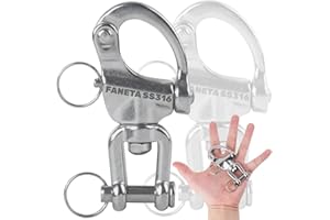 Faneta Stainless Steel 316 Swivel Eye Snap Shackle - Marine Grade Quick Release Jaw Swivel Sailboat Shackles - Marine Boat Sailing Rigging - for SCBA Mask & Spinnaker Halyard - Pack of 2