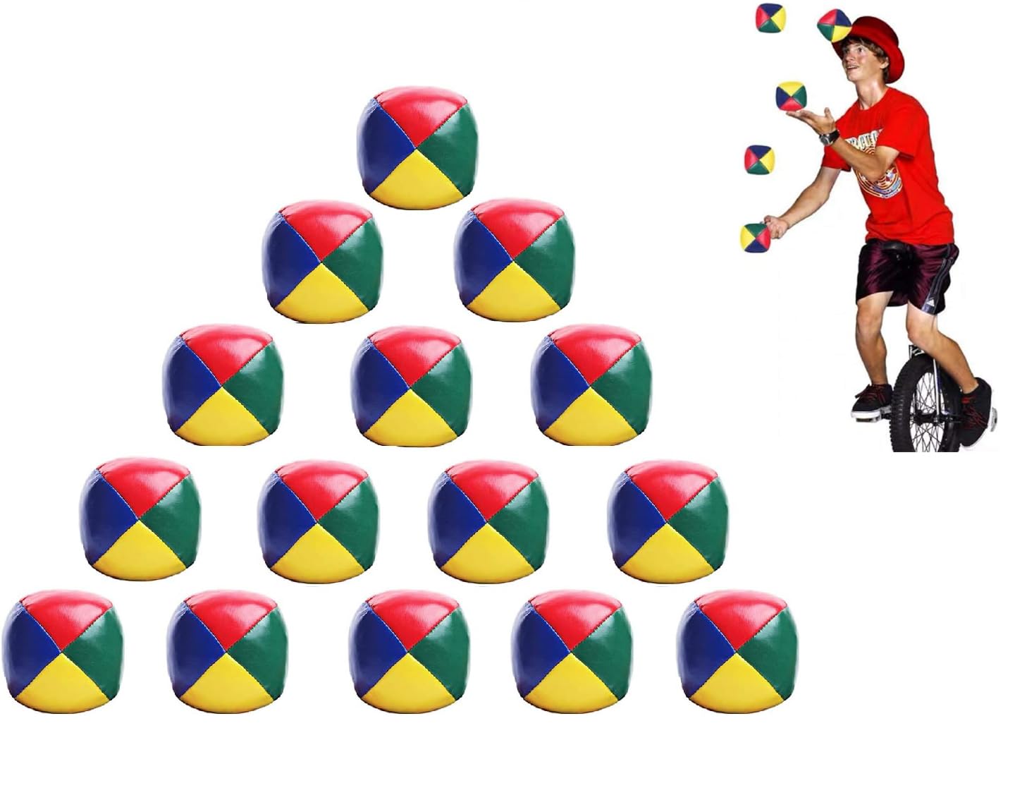 Coriver 15 Pcs Juggling Balls Set, Mini Soft Throwing Ball Games Circus Clown Juggle Balls, Juggling Balls for Children Sdults Beginners, Juggle Balls for Indoor Outdoor Toy Game