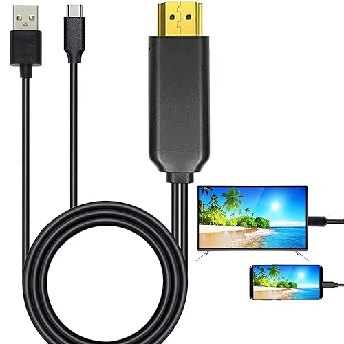 USB-C to HDMI Cable Adapter, 6ft Type-C to HDMI, with Charging
