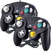 Reiso Gamecube Controller, 2 Pack NGC Classic Wired Controller for Wii Game cube Console (Black and Black)