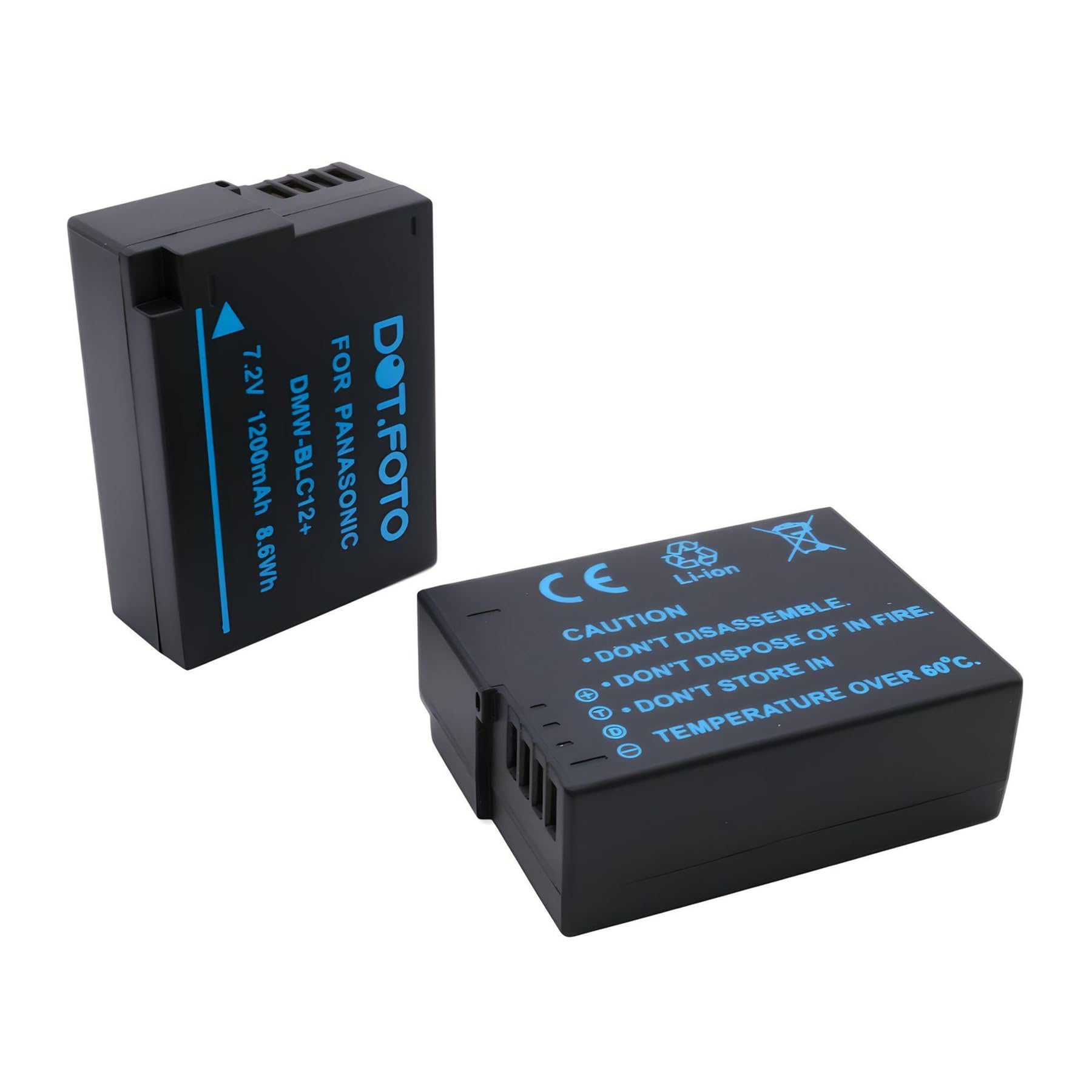 2 x Dot.Foto DMW-BLC12, DMW-BLC12E Premium 7.2v / 1200mAh Rechargeable Battery for Panasonic Lumix DC-G97 DMC-FZ200 DMC-FZ1000 DMC-G5 DMC-G6 DMC-G7 DMC-GX8 DMC-G85 DMC-GH2