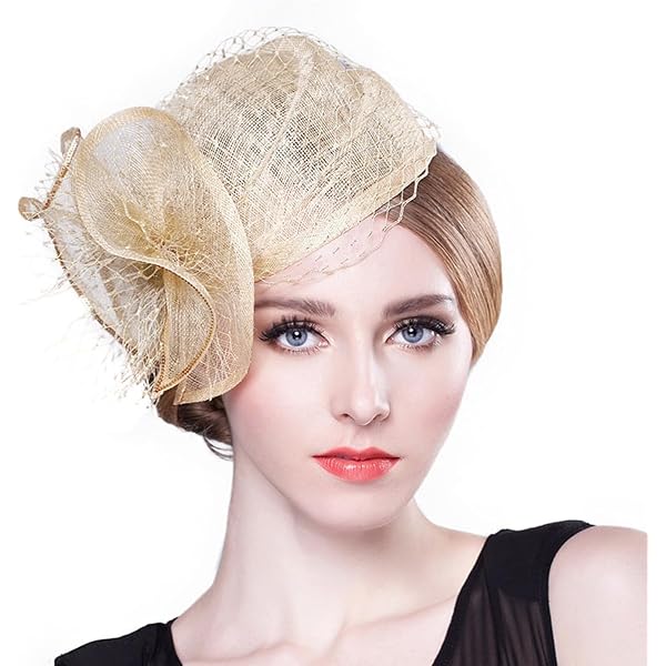 F FADVES Women Sinamay Fascinator Hat Floral Feather Pillbox  display picture 1