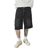 GORGLITTER Men's Baggy Jean Shorts Jorts Vintage High Waist Wide Leg Long Denim Shorts Casual Bottoms