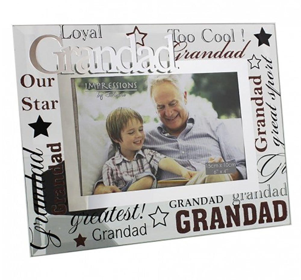 Grandad Photo Picture Frame Mirror Glass 6 x 4" Fathers Day Gift Grandkids Him