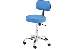 Vivacomfort Blue Exam Stool, Adjustable Drafting Chair, Salon Stool with Back Support, Saddle Chair