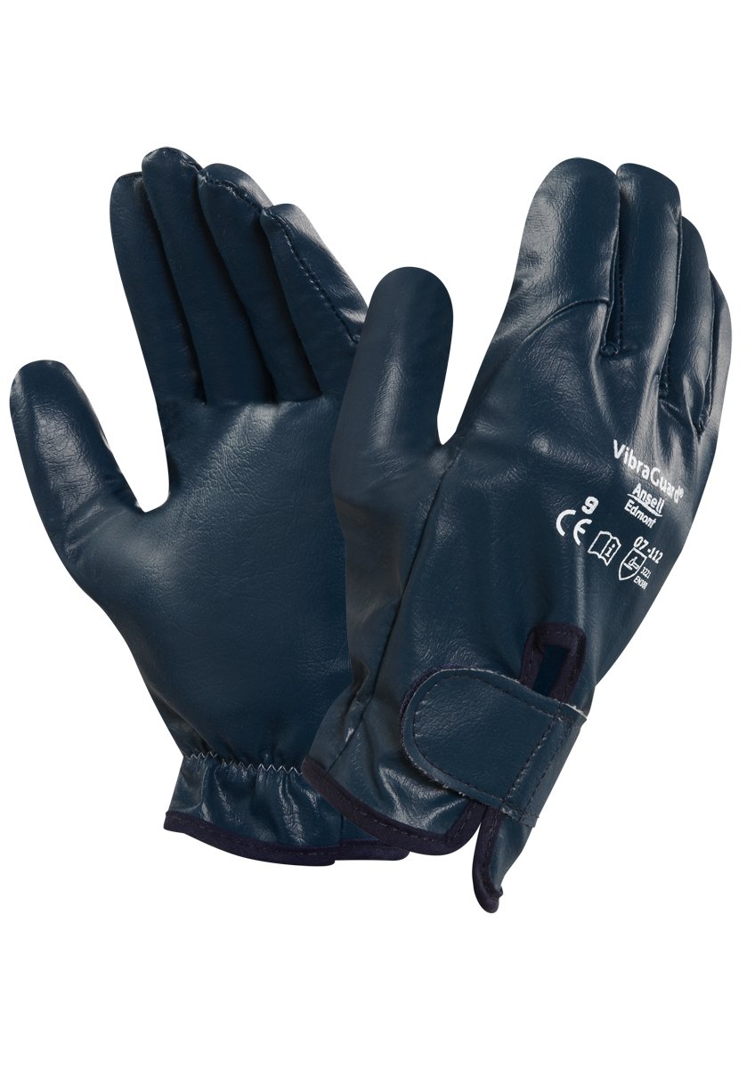 Ansell ActivArmr 07-112 Anti-Vibration Work Gloves, High Protection to Mechanical Risks, Industrial PPE Workwear, Men Women, Blue, Size L (1 Pair)