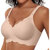 Vertvie Seamless Comfort Wireless Bras with Full Support and Lift No Underwire Push Up Bra Full Coverage Braletts (3X-Large,Nude)