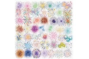 50 Pcs Fireworks Stickers - Vintage Style Self-Adhesive Scrapbooking Supplies, Waterproof Vinyl Stickers for Journal, Laptop,