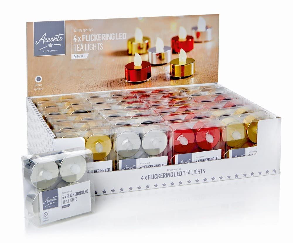 Premier Battery Operated Tea Lights 4 Pack