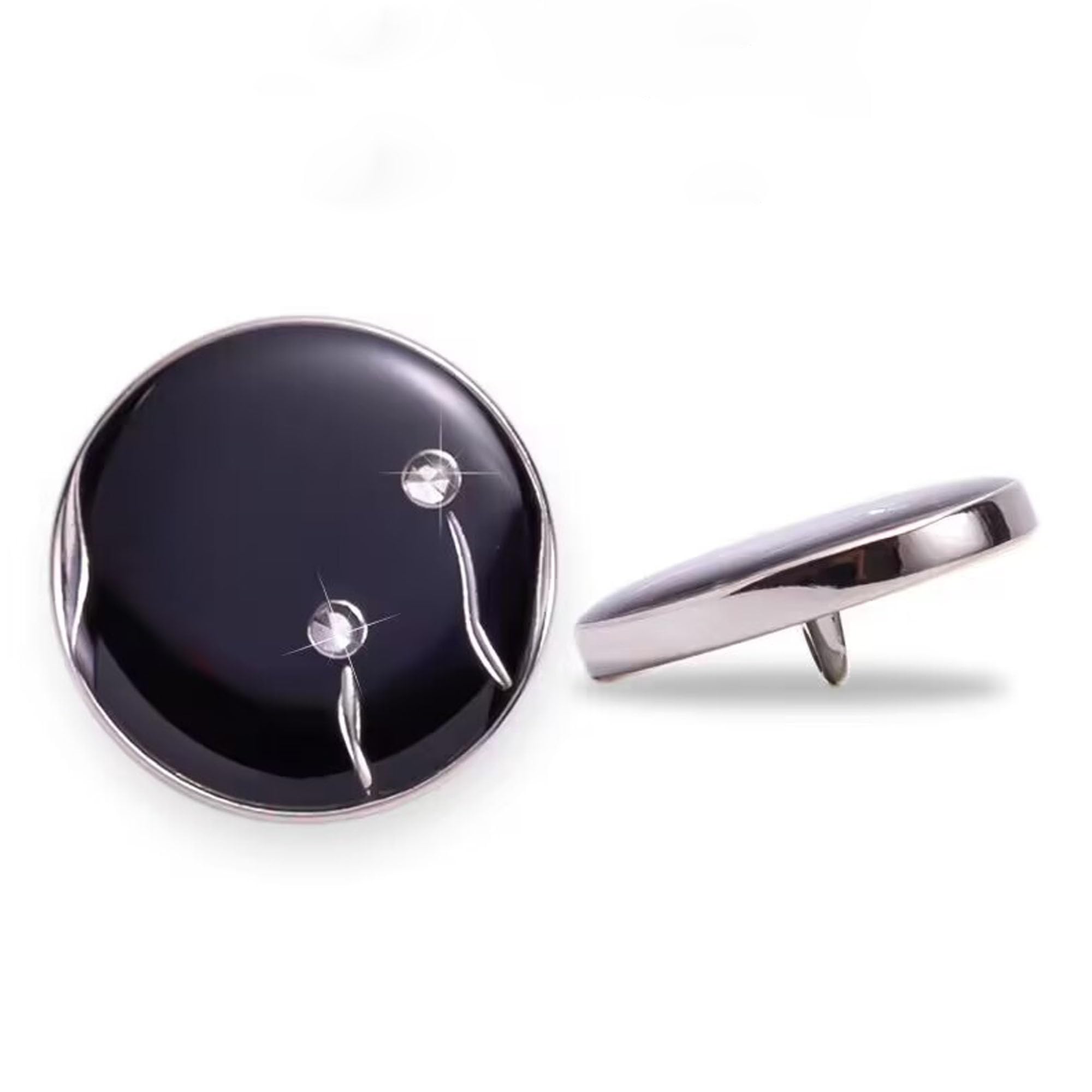 ftiemlovde 10 Novelty Brass Diamante Silver and Black Buttons for Blazer，Vintage Style Large Crystal Button Metal for Cardigan Crafting， Decorative Jacket Button for Sewing Women（D10 23mm）