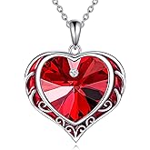AINFQY Necklaces for Women, Love Heart Pendant with Austrian Crystals, Jewelry Gifts for Wife, Sterling Silver Heart Necklaces, Birthday or Chrismas Holiday Gifts for Her, Mom