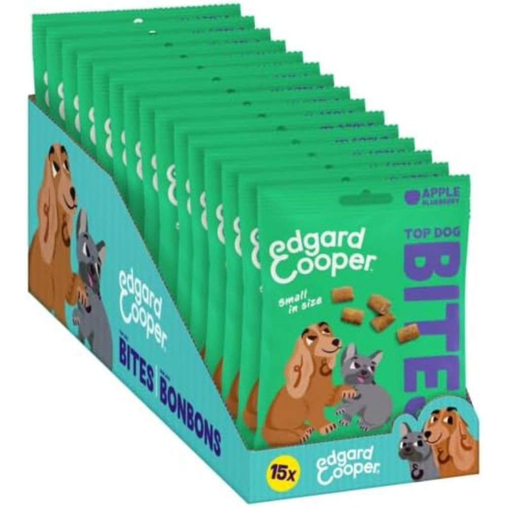 Edgard Cooper Natural Dog Treats, Apple Top Dog Bites Small, 15 x 50g bag, Grain free, Plantbased Dog Treats, training treats