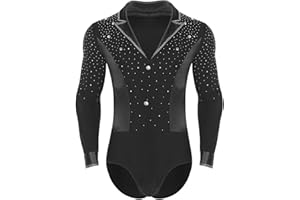 vastwit Men's Modern Latin Dance Costumes Figure Ice Skating Ballroom Dancewear Bodysuit Tops