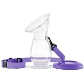 Lansinoh Silicone Milk Collector Breast Pump, 4 Ounces, 1 Count | Suction Base, Portable and Lightweight, With Neck Strap and Protective Lid for Breastfeeding