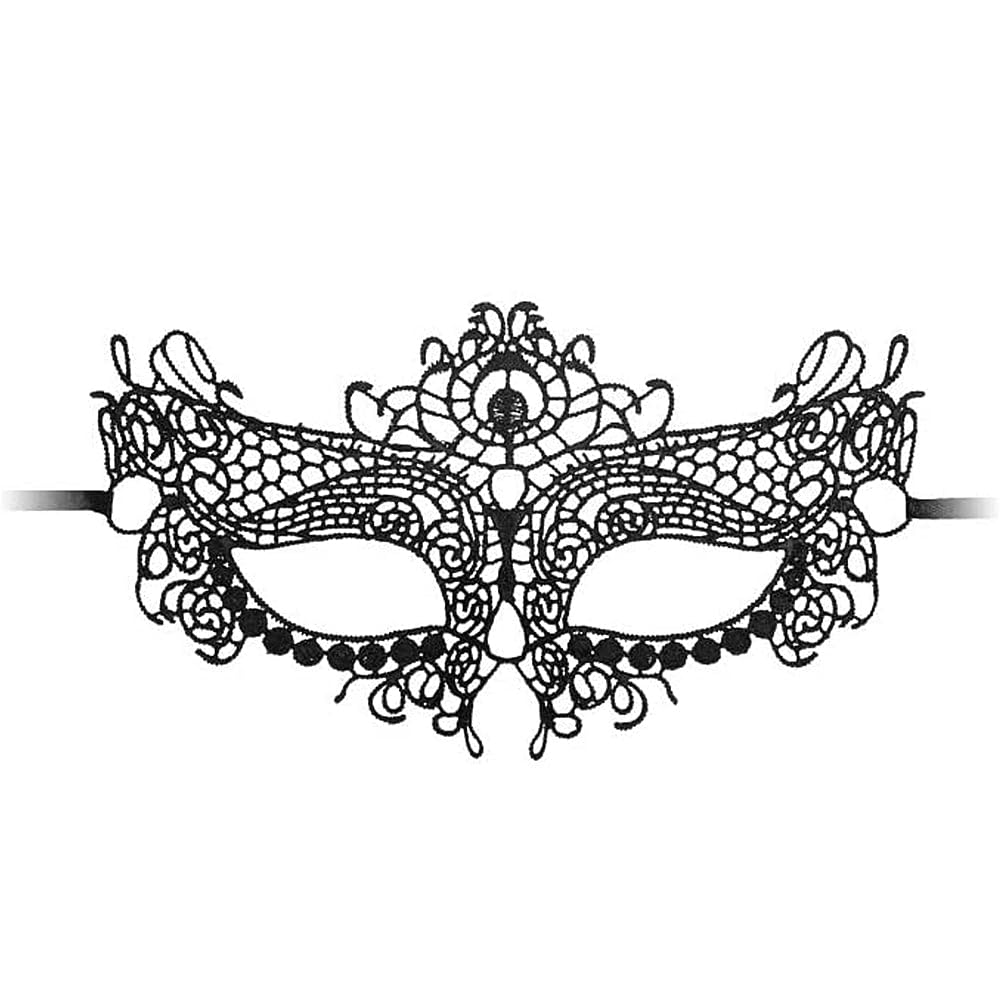 Shots Queen Black Lace Mask, Black OU319BLK