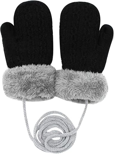 baby winter mittens with string