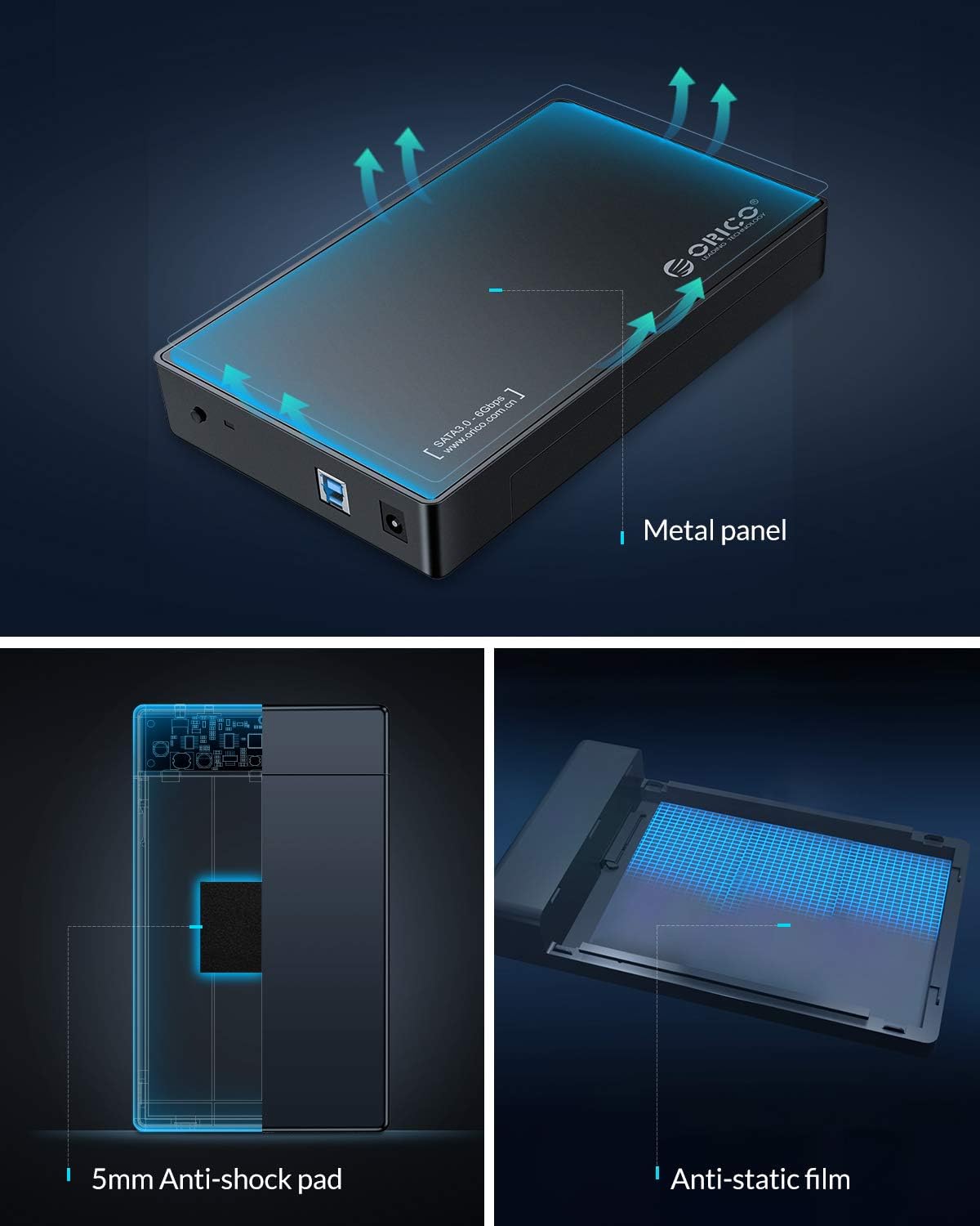 ORICO Toolfree USB 3.0 to SATA External 3.5 Hard Drive Enclosure Case for 3.5 SATA HDD and SSD[Support UASP and 16TB Drives]: Computers & Accessories