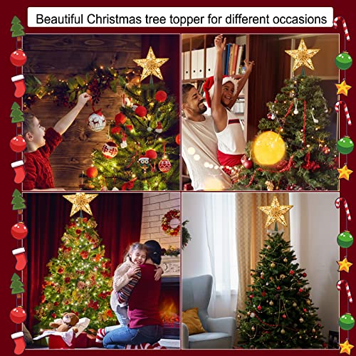 Christmas Star Tree Topper, Plug In Gold Glittered 3D Star Tree Topper