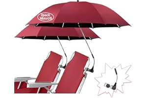 NBtoUS 2 PCS Chair Umbrella with 360° Adjustable, UPF 50+ Chair Umbrella with Clamp, Beach Chair with Umbrella for Beach,Sand, Yard(Not Include Chair)