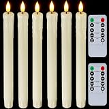 Set Of 2 Zabicat 8" Long Real Wax Flameless Ivory Taper Candles With Moving Wick