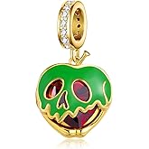 Cujiesp Poison Apple Charm 925 Sterling Silver Evil Queen Apple Skull Face Jewelry Gift Cosplay for Evil Queen Accessories for Women