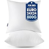 MIULEE 24x24 Euro Pillow Inserts 2 Pack, Throw Pillows for Couch Bed | 100% Virgin Filling, Decorative Pillows, Full and Fluffy, Lumbar, Back and Neck Support