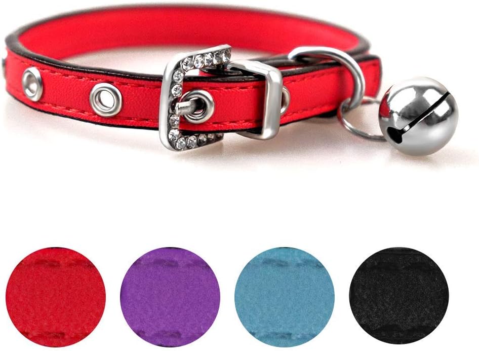 Luniquz Collier Reglable En Cuir Doux Avec Clochette Collier Chat Pour Chat Chaton Chiot Petit Chien 17cm 27cm Bleu Clair Amazon Fr Animalerie