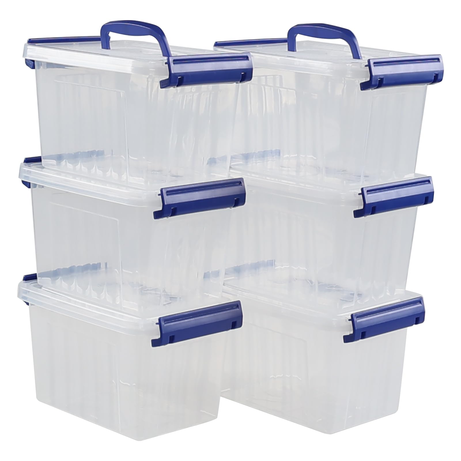Cadineer 6-pack 3 L Small Plastic Storage Box with Lid, Clear Boxes Set