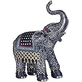 George S. Chen Imports SS-G-88051 Black Thai Elephant with Trunk Raised Collectible Figurine Statue