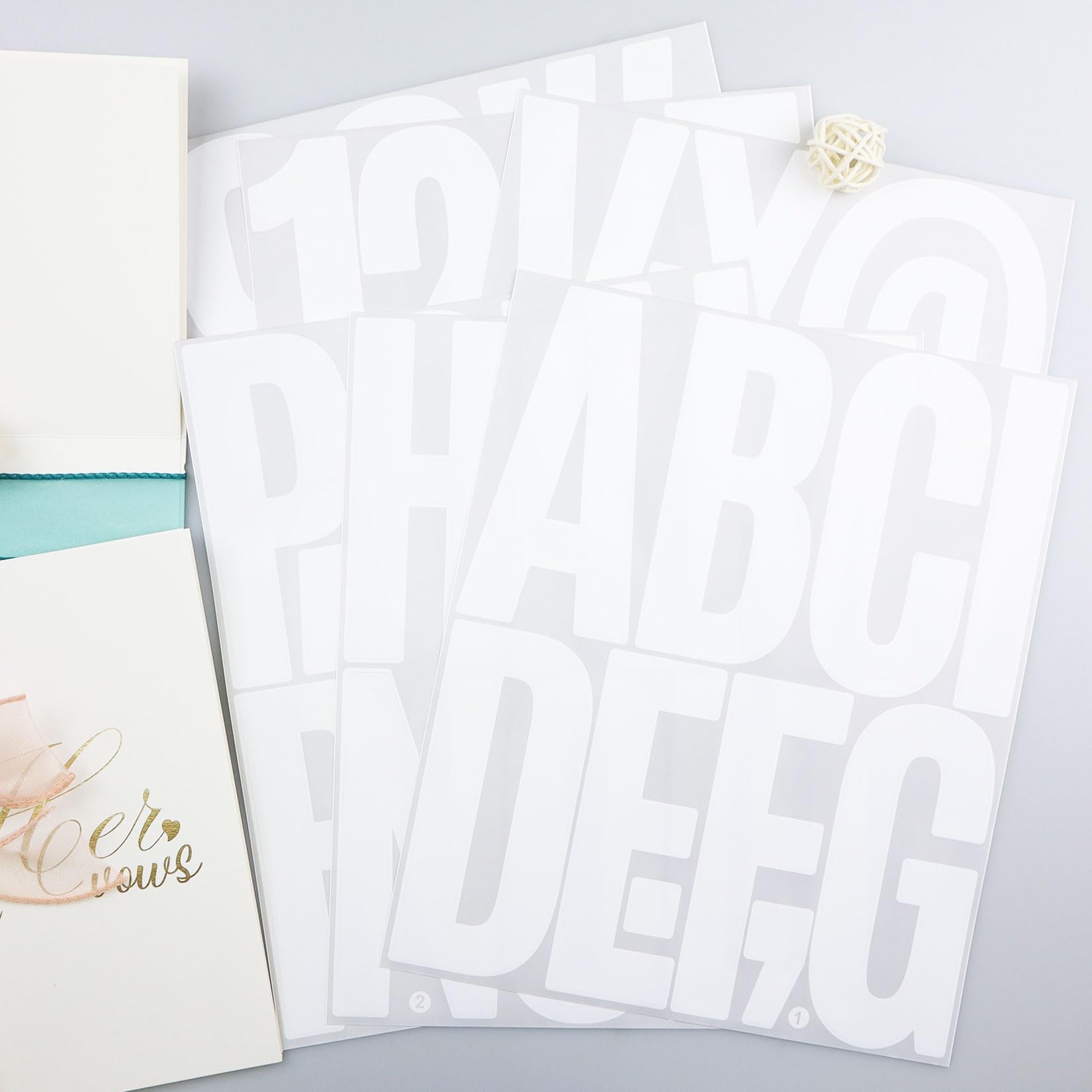 5 Inch Letter Stickers, 122 Pieces Self Adhesive Alphabet Number Sticker for Mailbox, Door, Truck and Outdoor, Waterproof Sticky Vinyl Symbol Stickers for DIY(12 Sheet White)