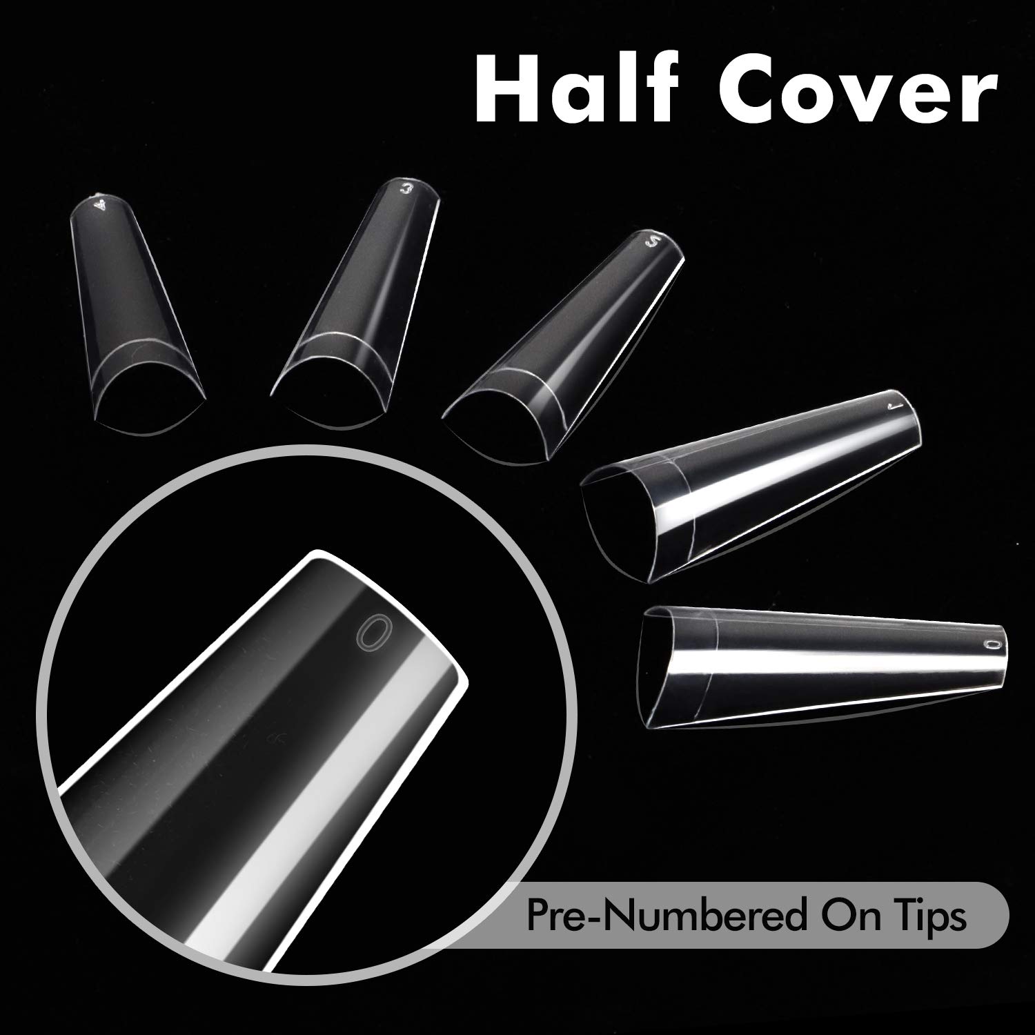 Clear Coffin Nail Tips - Clear Acrylic Nail Tips, 500pcs Clear Ballerina Nail Tips, Half Cover False Nails Fake Nail Tips with Box, INFELING Clear French Nail Tips for Nail Salons Home, 10 Sizes: Beauty