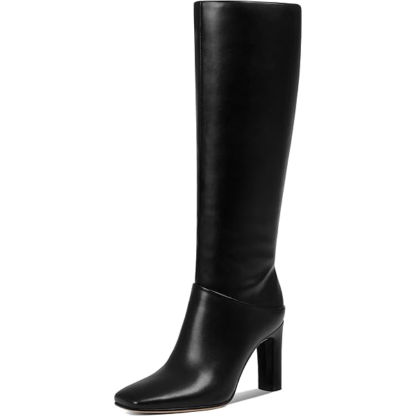 Amazon.com | JustFab Knee High Boots Womens Square Toe Chunky Heel