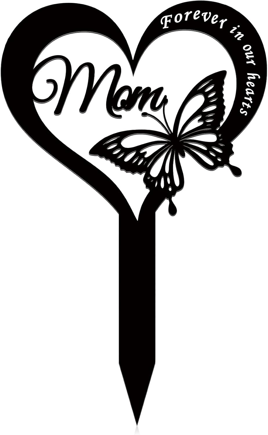 Decorative Garden Stakes - Wesiti Cemetery Decorations for Grave Metal Grave Marker Mom Memorial Garden Stake Butterfly Remembrance Plaque Waterproof Sympathy Grave Stake for Loss of Mother Outdoors Cemetery, 7.48 x 11.81 Inch