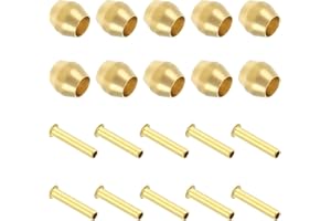 PATIKIL Brass Compression Sleeves Ferrules for 1/8 Inch OD Hose Tube, 20 Pack Brass Ferrule Brass Compression Insert Fitting 